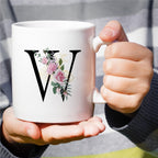 Retreez Initial A-Z Floral Botanical Bouquet Alphabet Monogrammed Monogram Mug 11 Oz Ceramic Tea Coffee Mugs - Appreciation Thank You Wedding Birthday Gifts for her friend coworker sister - W Initial
