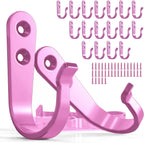 20PCS Wall Hooks for hanging, Metal Wall Hooks for Coats, Coat hooks for Wall, Heavy Duty Single Prong Wall Hooks With 40 Pieces Screws for Hanging Coats，Towel，Backpack，Hat, Dog Leashes (Pink )