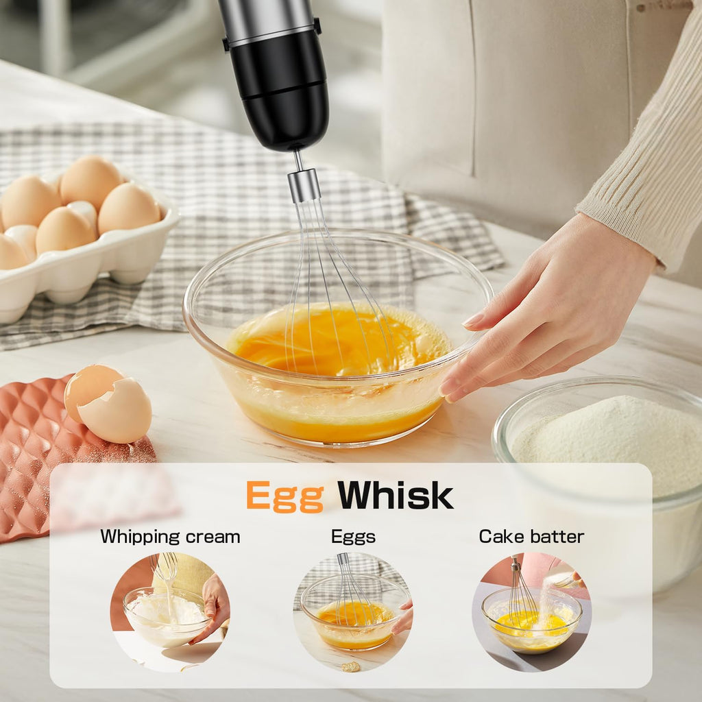 Immersion Blender Handheld 1100W - 3 in 1 Hand Blenders Set with Trigger Speed Control Stainless Steel Emulsion Stick with Whisk and Milk Frother, Emulsifier for Kitchen for Soup, Smoothie, Puree