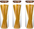 Glass Storage Containers Set of 3, 54 OZ High Borosilicate Glass Jars with Wooden Lids Kitchen Food Canisters s for Coffee Beans/Sugar/Noodles/Nuts/Cookies/Pasta