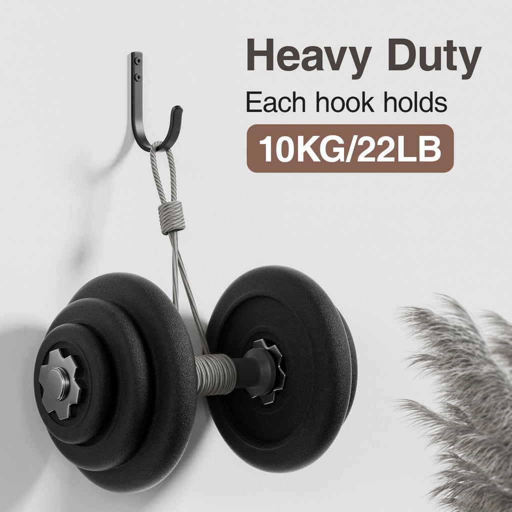 Wall Hooks for Hanging Towel/Coat - 22LB Screw in Metal Hanger Wall Mount, for Outdoor, Closet, Door, Bathrooms, for Backpack, Robe, Black 5 Pack