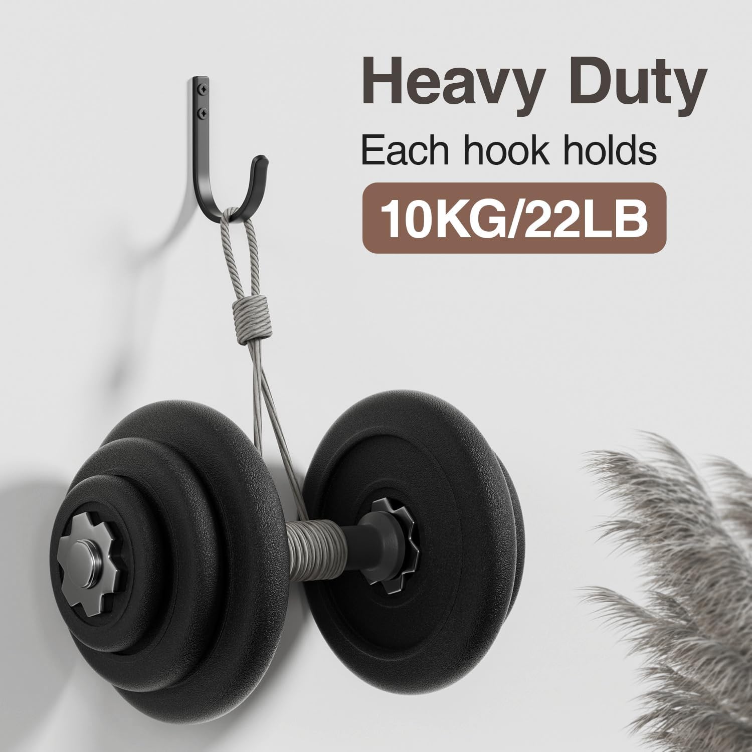 Wall Hooks for Hanging Towel/Coat - 22LB Screw in Metal Hanger Wall Mount, for Outdoor, Closet, Door, Bathrooms, for Backpack, Robe, Black 5 Pack