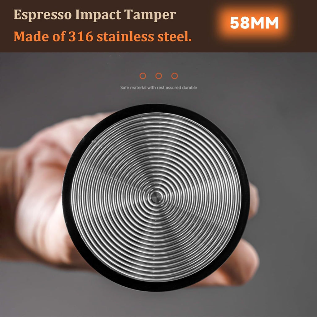 58mm Espresso Tamper,Impac Coffee Tool Espresso,Compatible WithE61, Flair 58, ECM etc.Portafilter 58mm,30lb,316 Stainless Steel. (58MM Black)