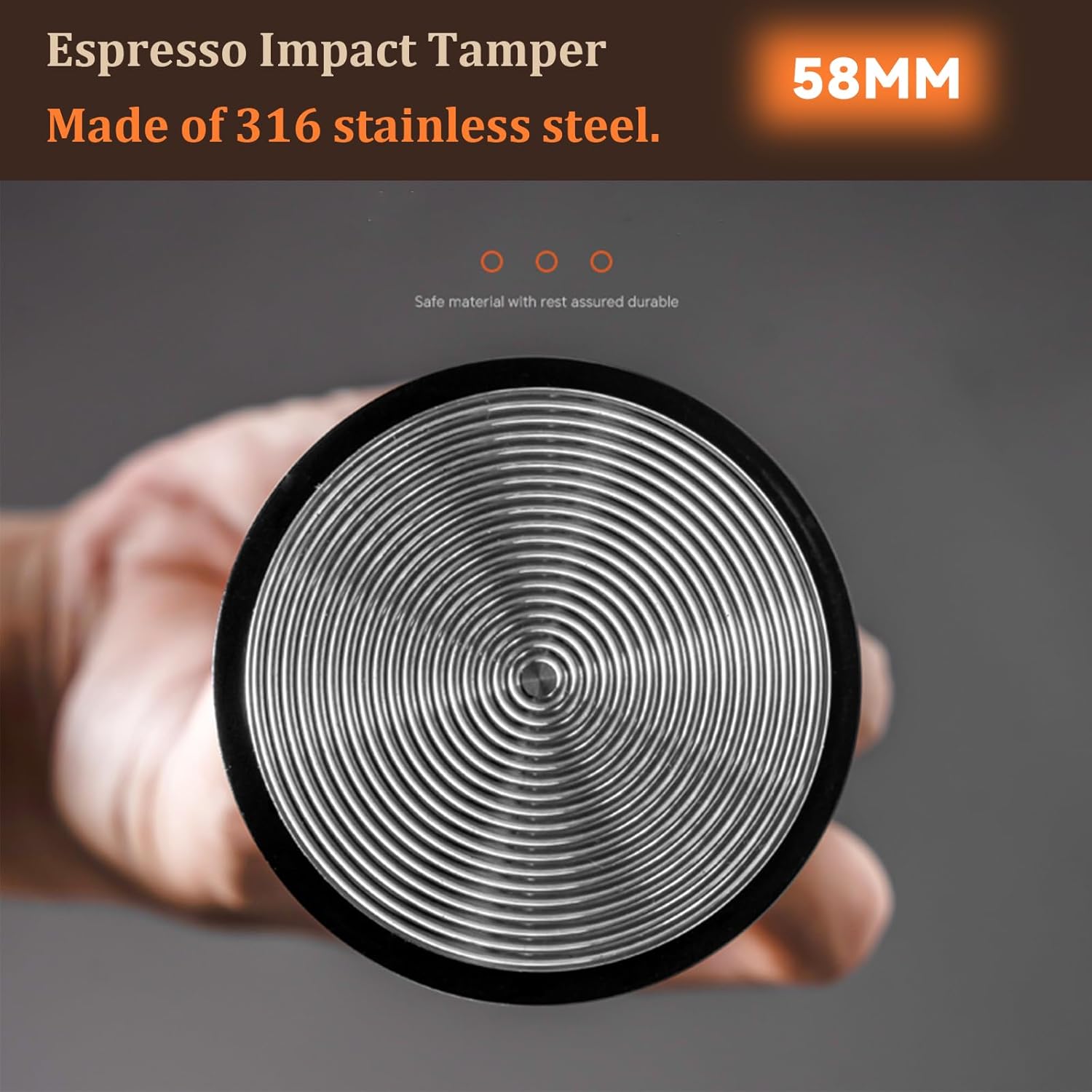 58mm Espresso Tamper,Impac Coffee Tool Espresso,Compatible WithE61, Flair 58, ECM etc.Portafilter 58mm,30lb,316 Stainless Steel. (58MM Black)
