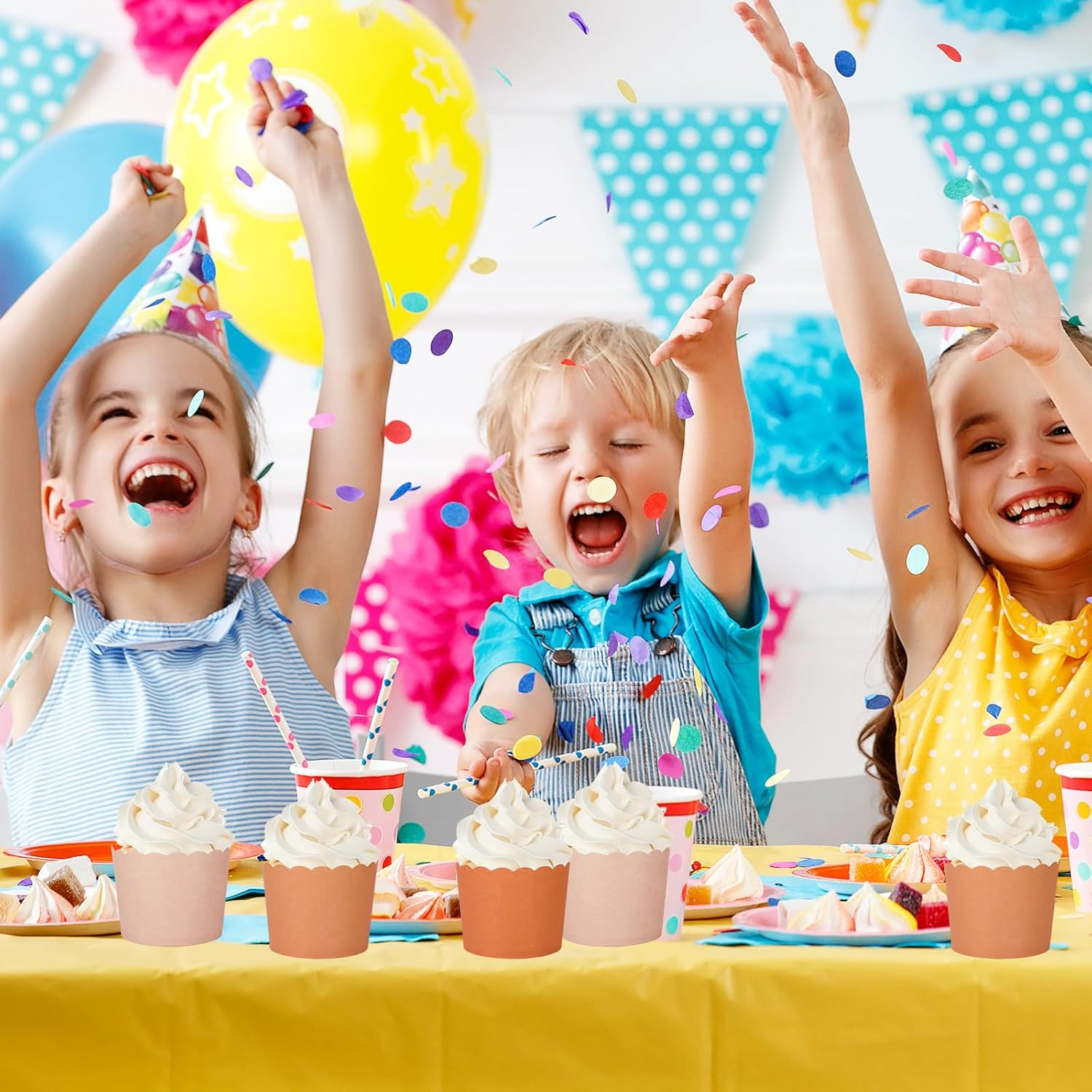 Whaline 120Pcs Orange Paper Baking Cups Scalloped Edge Cupcake Wrappers Gradient Orange Cupcake Muffin Cases for Fall Thanksgiving Party, 3 Colors