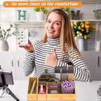 Bamboo Drawer Organizer Utensil Holder for Kitchen, Small Wood Silverware Storage Organizer, Stackable Box Tray for Cutlery, Flatware, Bathroom Caddy for Makeup, Perfume, Jewelry, 6x3x2.5 Inch