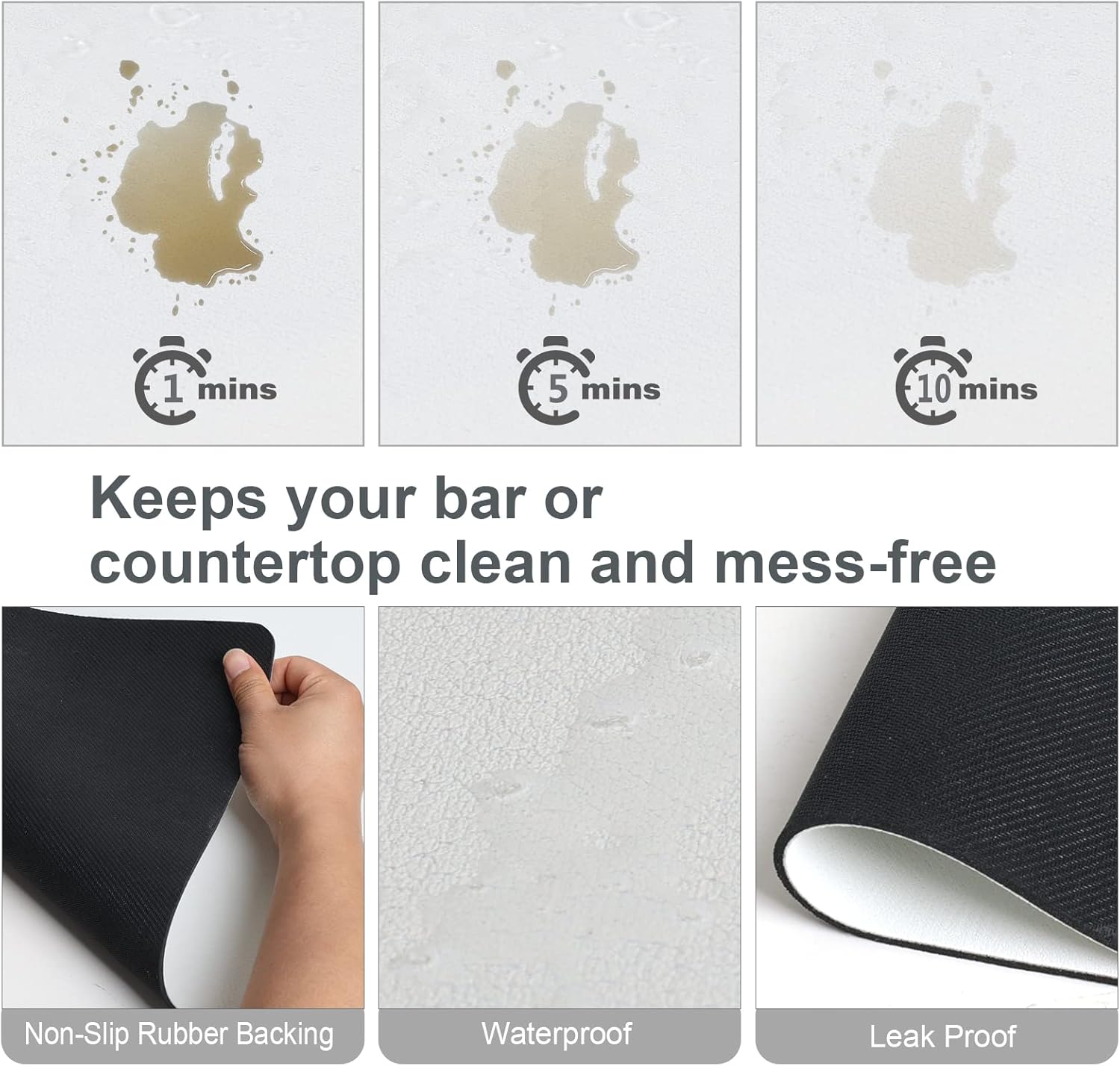 ZLR Coffee Mat - 16" x 24" Extra Large Kitchen Hide Stain Absorbent Dish Drying Mat for Countertop - Easy to Clean Coffee Bar Mat for Espresso Machine and Spill Protection - Milk White