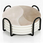 VEYRO Coasters Set of 4 for Drinks – Absorbent Ceramic Stone Drink Coasters with Cork Backing for Coffee Table & Desk, Modern Marble Look Cup Coaster Set, Housewarming Gift for New Home