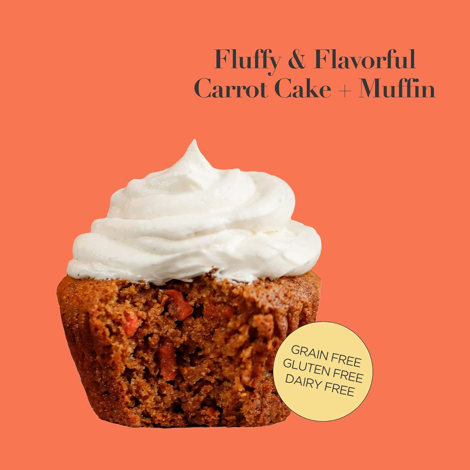 Stellar Eats Grain-Free Carrot Cake & Muffin Baking Mix | Gluten-Free, Dairy-Free, Plant-Based, Paleo-Friendly | Sweetened with Date Sugar | Almond Flour-Based | Makes 1 Loaf or 12 Muffins | 1 Pack