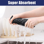 Homaxy Microfiber Waffle Weave Kitchen Towels, 16 x 28 Inch Ultra Absorbent and Solid Color Dish Towels, 4 Pack, Dark Grey