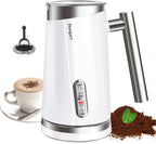 Huogary 4-in-1 Milk Frother, Updated Milk Frother and Steamer, Milk Steamer for Milk Foam & Hot Milk(4.39oz/10.5oz), Electric Milk Warmer and Frother for Coffee, Latte, Cappuccino White 120V