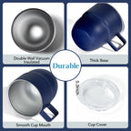 4oz Espresso Cup Set of 2, Insulated Espresso Mug With Lid and Straw, Espresso Shot Glasses with Handle, Double Walled Stainless Steel Small Expresso Shots Cup for Coffee