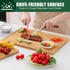 Homaxy Organic Bamboo Cutting Boards Set for Kitchen Set of 2, Wooden Cutting Board Set with Juice Groove and Handles, Charcuterie Serving Tray Wood Chopping Board Set for Meat Fruits & Vegetables