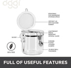 Oggi 4pc Clear Canister Set with Clamp Lids Airtight Containers in Sizes Ideal for Kitchen & Pantry Storage of Bulk, Dry Foods Including Flour, Sugar, Coffee, Rice, Tea, Spices & Herbs