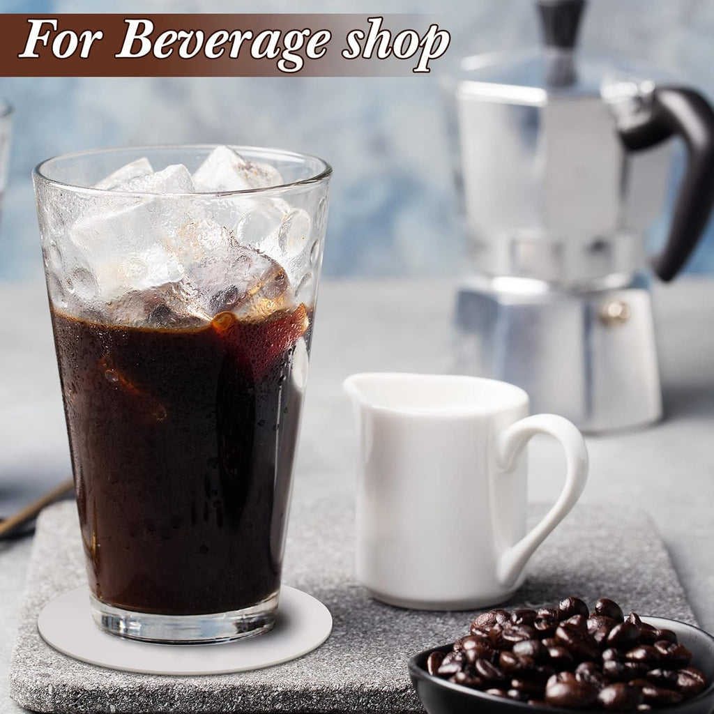 TaoBary 100 Pcs Disposable Paper Coasters Bulk 1MM, 4 Inch Round Cardboard Coasters Blank for Bar Drinks DIY Crafts Arts Wedding (White)