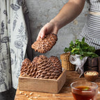 Wooden Cookie Biscuit Mold - Carved Baking Cutter and Embossing Stamp for DIY Shapes (Pine Cones)