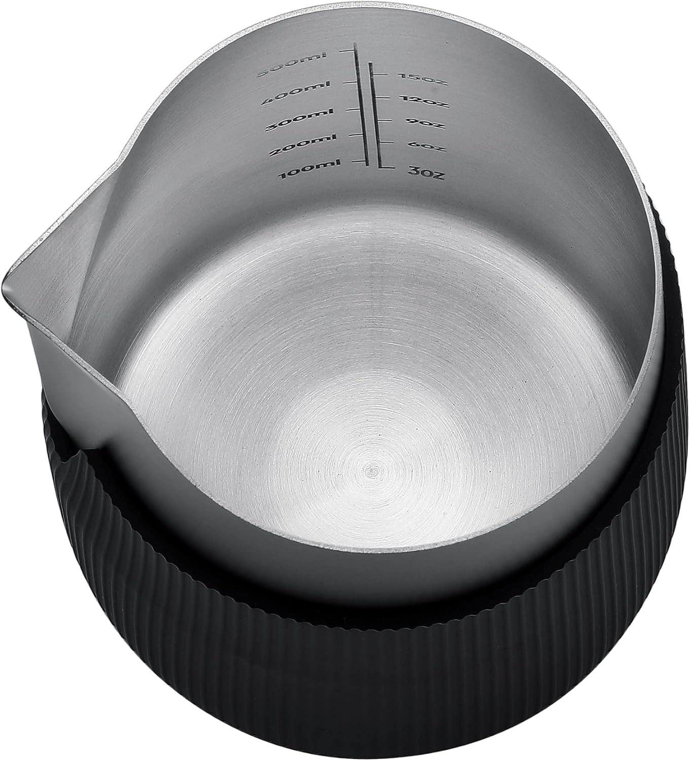 Normcore Handleless Milk Pitcher with Sharp Spout, Espresso Steaming Pitcher, 18/8 Stainless Steel Milk Frothing Jug, Black Non-Stick, 20.3 oz (600 ml)