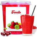 Fanale Cherry Popping Boba Pearls, Vegan, Non GMO, Gluten Free, Fat Free, Perfect for Bubble Tea, Smoothies, Ice Cream, Desserts, and Beverages.
