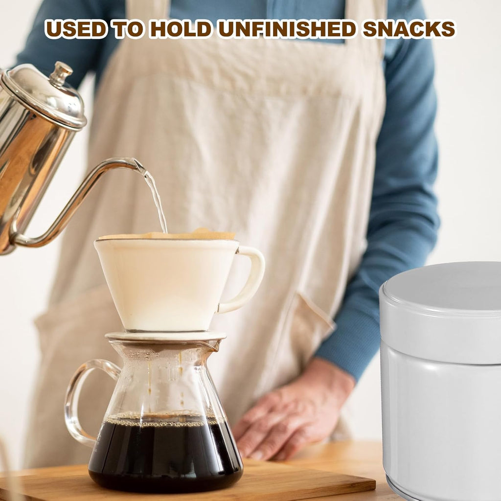 uxcell 2Pcs Round Tea Canisters, 4" x 4" Airtight Metal Tea Containers for Loose Tea, Coffee Beans, Spices - Durable, Compact, and Stylish Storage Tea Tin (White)