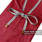 Mignongirl Crossback Apron with Pockets x2,Split Apron with Adjustable Straps,M-XXL
