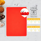 Silicone Baking Mat Red Pyramid Non Stick Bacon Microwave Tray Pastry Mats Red BBQ Grill Mat Baking Supplies oven Liners For Bottom Of Oven - 16 X 11''Silicone Mats For Kitchen Counter 2 Pack