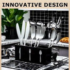 Silverware Organizer Countertop,Acrylic Small Silverware Caddy for Countertop,Knife Fork and Spoon Organizer for Kitchen Storage,Cabinet and Dining Room(Black)