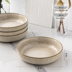 GBHOME 9'' Large Ceramic Pasta Bowls, 38oz Stoneware Pasta Serving Bowls Set of 4 for Kitchen, Wide Bowls for Fruit,Pasta,Salad,Oatmeal,Meal, Microwave Safe, Reactive Glaze-Cappuccino