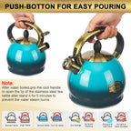 3Quart Whistling Tea Kettle Classic Teapot Stainless Steel Teakettle with Cool Grip for Stovetop