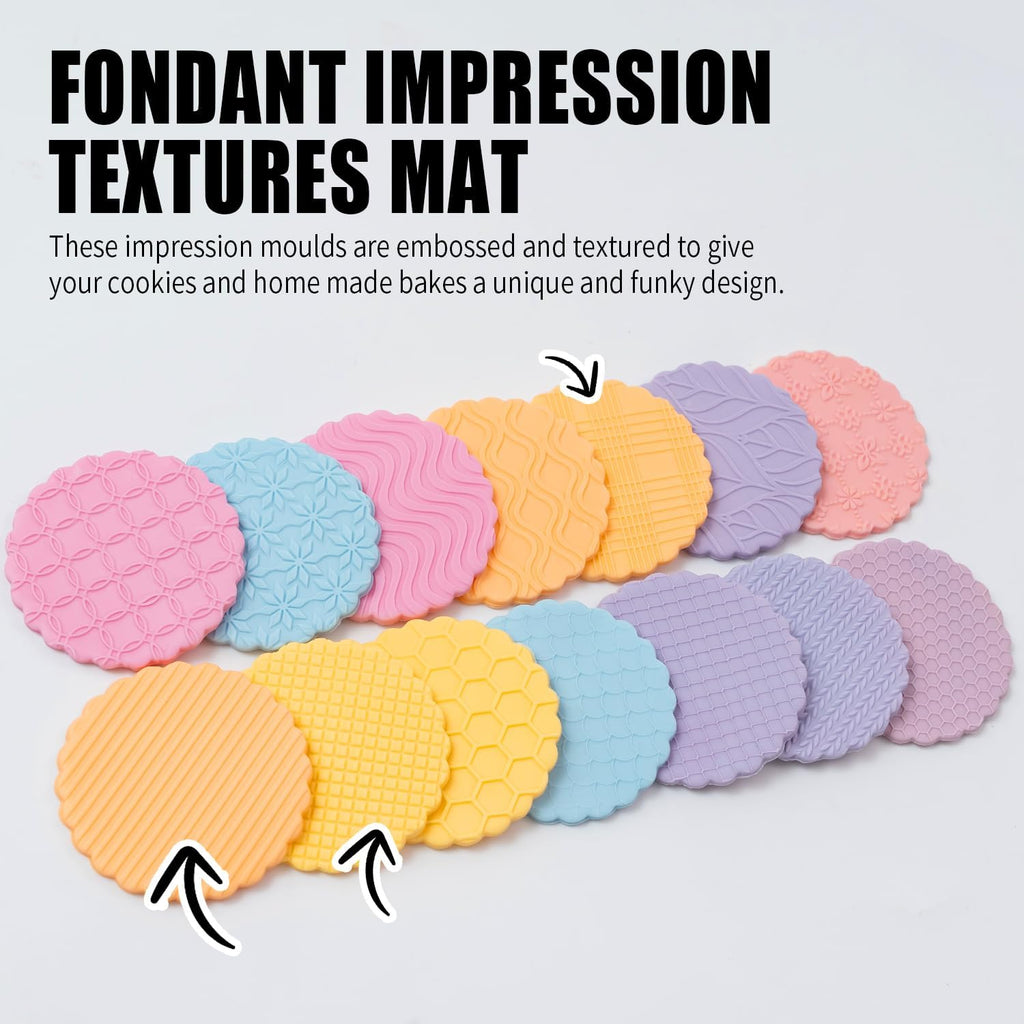 KALAIEN 3 Pack Cookie Embosser Set, Fondant Impression Mats Acrylic Embosser for Fondant Stamps, Texture Sheets for Polymer Clay, Chocolate, Cupcake Topper, Fondant Molds-Style 2