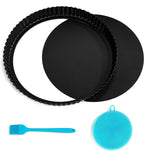 Sturdy Nonstick Tart Pan 11 inch Removable Bottom, Round Carbon Steel Quiche Pan for Baking, Heavy Duty Tart Mold loose for Pie, Mousse Cakes,Fruit and Desserts