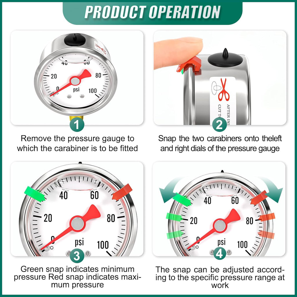 0-100psi Stainless Steel Glycerin Liquid Filled Pressure Gauge1/8 NPT 1.5" Dial, Lower Mount Designed for Pressure Testing of Water, Oil and Air (with Range Mark Pointer)