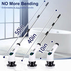 Electric Spin Scrubber for Cleaning - Shower Scrubber with Long Handle and 7 Replaceable Heads - 2 Speed Cordless Shower Brush for Cleaning with Long Battery Life, White