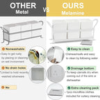 Cutlery Holder with Drain Holes, Silverware Caddy for Party, kitchen counter, 3pcs Bins Set Countertop Utensil Holder for Spoons, Forks and Knives, White