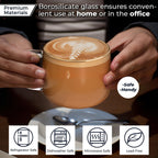 Aquach 16 oz Glass Coffee Mugs with Handle Set of 2 - Large Clear Glass Cups for Latte, Cappuccino, and Tea