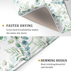 Watercolor Sage Leaves Dish Drying Mats for Kitchen Counter 16x18 Inch,Spring Leaves Kitchen Drying Mat,Sage Herbs Dishes Pad Dish Drainer Rack Mats Absorbent Fast Dry Kitchen Accessories