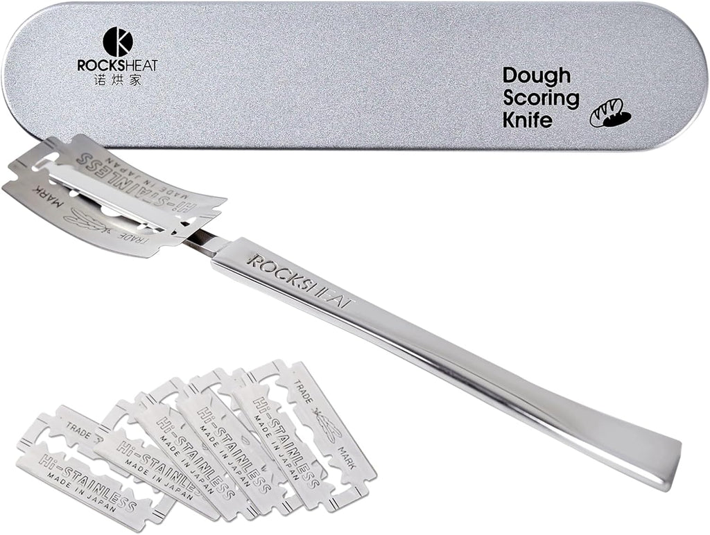 Bread Lame Dough Scoring Tool, Stainless Steel Scoring Knife with 5 Feather Blades, Sourdough Scoring Tool for Bread Baking, Baking Tool for Baking Beginners