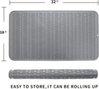 Silicone Dish Drying Mat for Multiple Usage,Easy clean,Eco-friendly,Heat-resistant Silicone Mat for Kitchen Counter or Sink,Refrigerator or Drawer Liner Grey 4XL 32 inches x 18 inches
