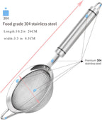 304 Stainless Steel Fine Mesh Strainers for Kitchen, Colander-Skimmer with Handle, Sieve Sifters for Food, Tea, Rice, Oil, Noodles, Fruits, Vegetable