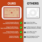 Silicone Baking Mat with Recipes, Extra Thick Silicone Mats for Baking, Non Stick Pastry Mat for Rolling Dough, Silicone Macaron Baking Mat for Cookie,Bread,Pizza,Fondant Mat, Oven&Dishwasher Safe