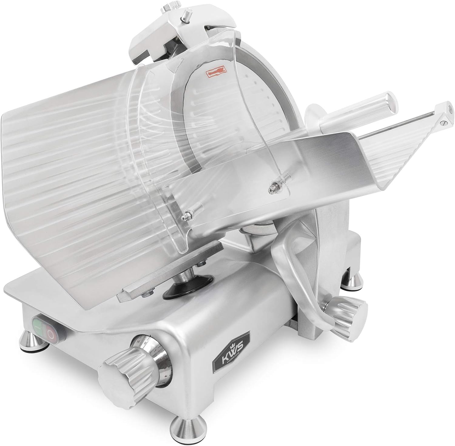 KWS MS-12ES Metal Collection Commercial 420W Electric Meat Slicer 12-Inch with 304 Stainless Steel Blade & Extended Back Space, Frozen Meat/Cheese/Food Slicer Low Noises [ ETL, NSF Certified ]