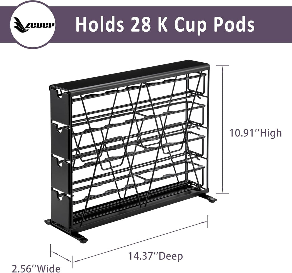 ZCDCP for K Cup Coffee Pod Holder, K Cup Holder Drawer Wall Mounted Coffee Pod Organiser (Holds 28 Coffee Pods)