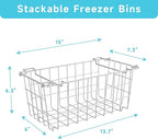 Freezer Organizer Bins - Fit 10 to 20 Cu.FT Deep Freezer, Stackable Chest Freezer Organizer Sort Frozen Food and Easily Get with Handle, 4 Pack Chest Freezer Bins