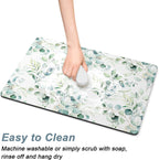 Rnivvi Coffee Mat, 16" x 24" Cute Minimalism Design Coffee Bar Mats for Espresso Machine Station Accessories and Organizer, Hide Stain Rubber Backed Absorbent Dish Drying Pad for Kitchen Counter,White