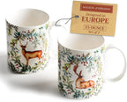 Maison d' Hermine Coffee Mug with Handles Fine Bone China Mugs Pack of Two Tea Cups for Hot Beverages Cappuccino Latte Home Restaurant Office Perfect for Gift (Holly Time, 15 Ounce)