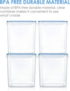 Vtopmart Food Storage Containers 2.5L / 84.5oz, 4 Pieces BPA Free Plastic Airtight Canister for Flour, Sugar, Baking Supplies, with 4 Measuring Cups and 24 Labels, Blue