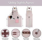 Kitchen Apron, Work Apron, Canvas, Multiple Pockets, Gardening, Painting, BBQ, Artist, Carpenter, Sizes M to XXL, Grey