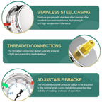 0-30psi Stainless Steel Glycerin Liquid Filled Pressure Gauge 1/4" NPT 2.5" Face Dial Center Back Mount, for Water, Oil and Air Pressure Testing (with Range Mark Pointer)