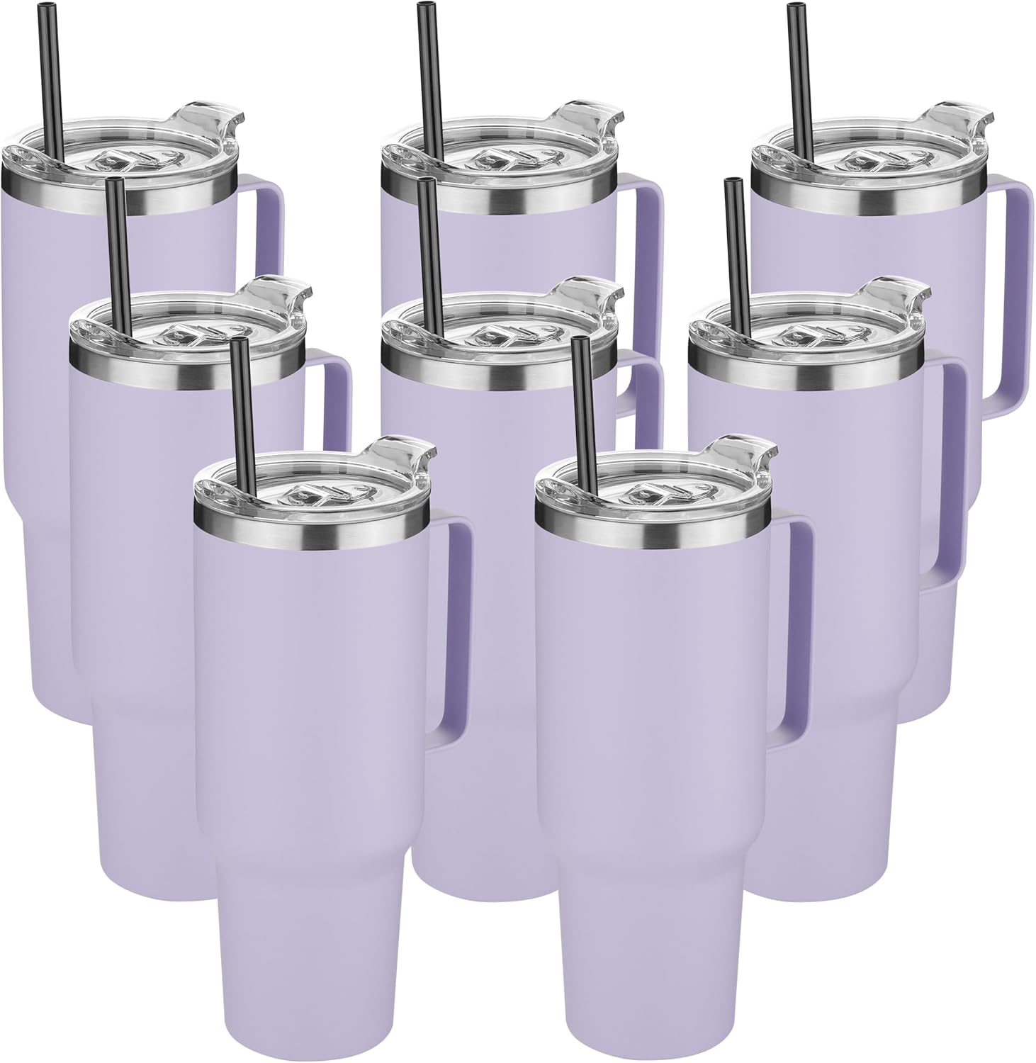 HASLE OUTFITTERS 40 oz Stainless Steel Tumbler with Handle, Vacuum Insulated Tumblers Bulk, Reusable Double Wall Travel Coffee Mug, Durable Powder Coated Water Bottle(Purple, 8)
