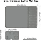 2-in-1 Coffee Bar Mat & Tamping Mat - 24”x16”Non-Slip Silicone Mats for Coffee Machines, Countertop, Bars, Kitchen Counter