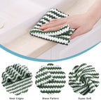 Homaxy 24 Pack Kitchen Dish Cloths, Ultra Soft and Absorbent Dish Towels, Reusable Fast Drying Microfiber Cleaning Cloth, Coral Velvet Wave Design No-lint, 10 x 10 inches, Grass Green